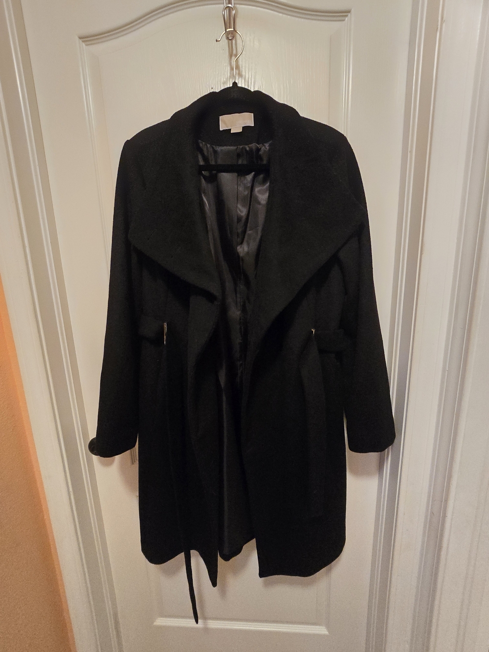 Michael Kors Black Trench Coat with Shawl Collar
